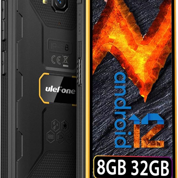 يوليفون هاتف ذكي متين ارمور X6 برو غير مقفل، 8GB 32GB، تمديد 128GB، اندرويد 12، شاشة قوية 5 انش، كاميرا مقاومة للماء 13MP، ان اف سي، 4000mAh، التعرف على الوجه، او تي جي، اصدار المملكة المتحدة، برتقالي