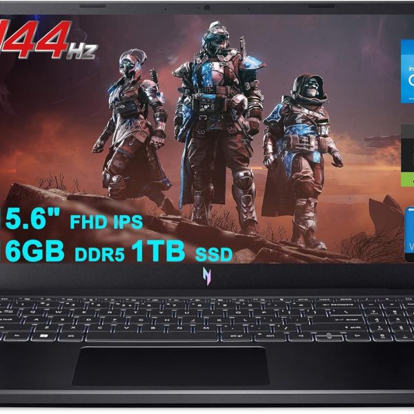 ايسر لابتوب العاب نيترو في 15 بشاشة FHD IPS 15.6 انش بتردد 144Hz ومعالج انتل ثماني النواة i5-13420H وذاكرة DDR5 سعة 16GB وSSD سعة 1TB وبطاقة جيفورس RTX 4050 واضاءة خلفية USB-C وويندوز 11 برو مع ملحق