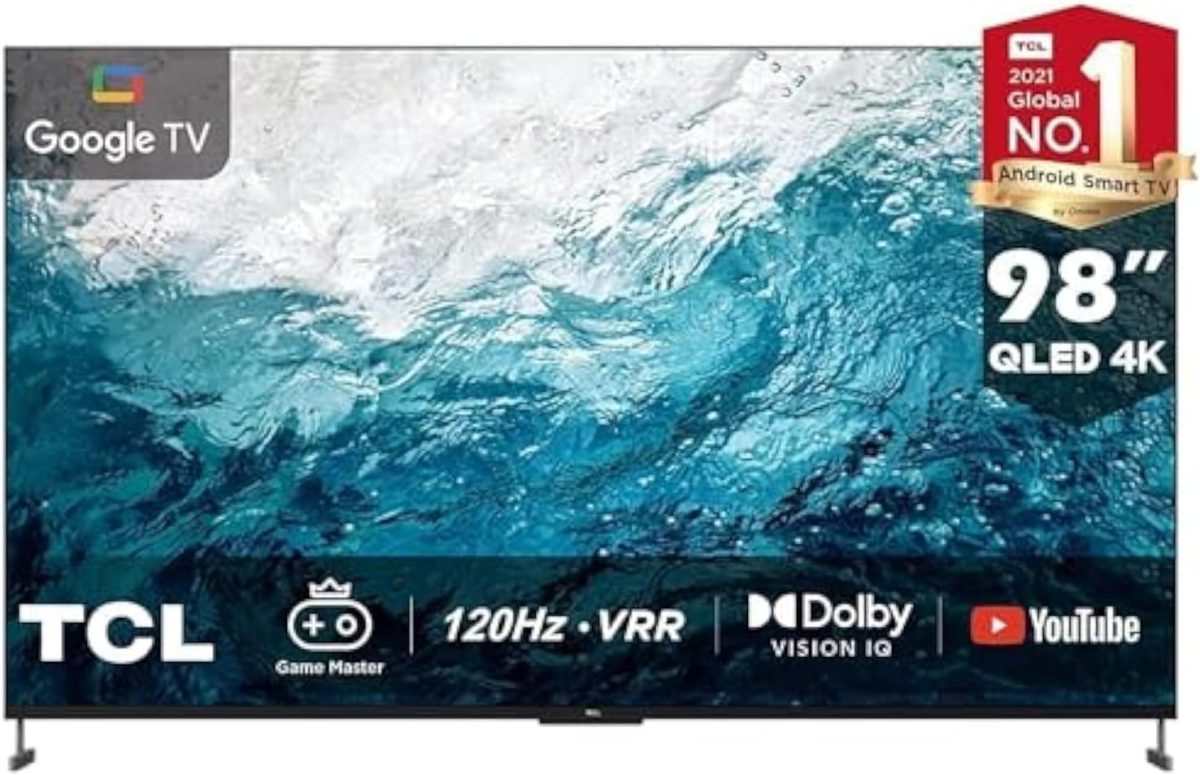 TCL تلفزيون 98 بوصة QLED 4K HDR دولبي فيجن جوجل MEMC 120Hz VRR معالج HDMI 2.1-98C735