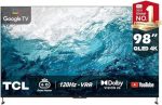 TCL تلفزيون 98 بوصة QLED 4K HDR دولبي فيجن جوجل MEMC 120Hz VRR معالج HDMI 2.1-98C735