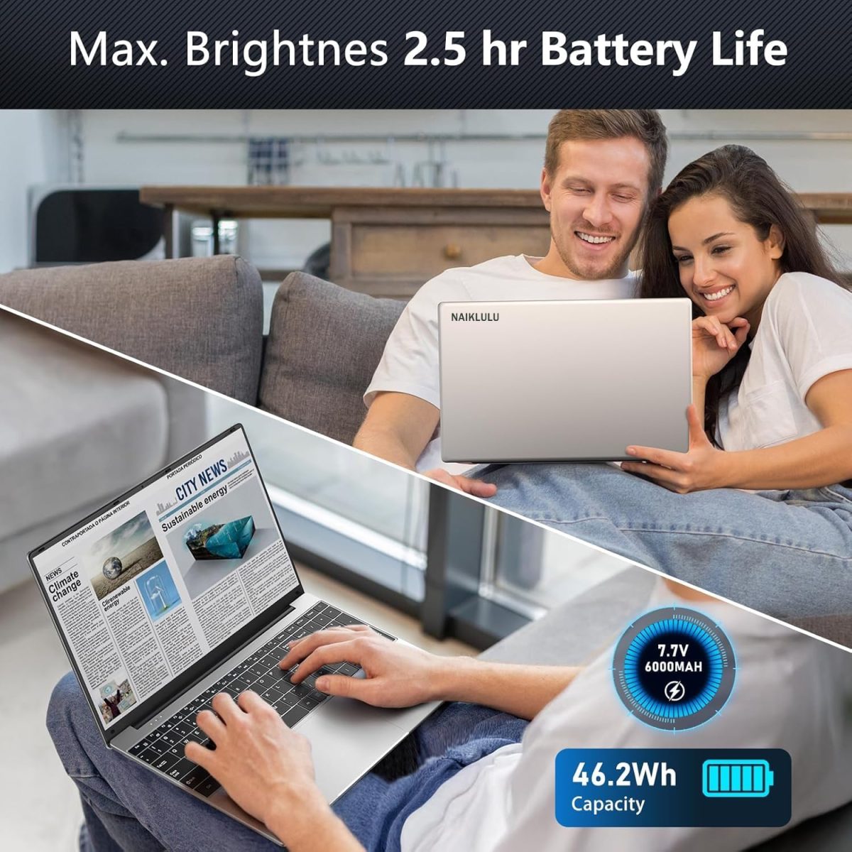 ⁦لابتوب العاب 15.6 انش من نايكلولو، 16GB RAM 1TB SSD، معالج AMD رايزن 5 7430U 6C/12T (حتى 4.3Ghz)، بطاقة رسومات AMD راديون، شاشة 15.6 انش FHD 1920×1080، واي فاي 5، بلوتوث 5.0، كيبورد باضاءة خلفية⁩ - الصورة ⁦8⁩