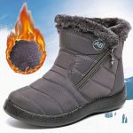 ⁦Women Snow Boots Winter, Ladies Solid Ankle Short Boots Waterproof Footwear Warm Shoes⁩ - الصورة ⁦7⁩