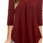 نينيديلي بلوزة نسائية أنيقة كاجوال بأكمام 3/4 ورقبة على شكل حرف V، بلوزة شيفون للعمل