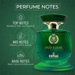 ⁦عطر كورال عود اليكسير للجنسين - 100 مل | او دي بارفان | عطر فاخر يدوم طويلا | عطر العود الأنيق والحسي | رائحة الفواكه والزهور الغريبة | مثالي للهدايا⁩ - الصورة ⁦2⁩