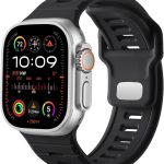 يو بيك سوار رياضي متوافق مع ساعة ابل الترا 2 / الترا 49 ملم 45 ملم 44 ملم 42 ملم للرجال، سوار بديل من السيليكون قابل للتعديل 26 ملم لسوار ساعة ابل/اي ووتش سلسلة 9 8 7 6 5 4 3 2 1 اس اي