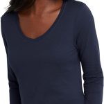 تي شيرت Hanes نسائي برقبة على شكل حرف V بكم طويل