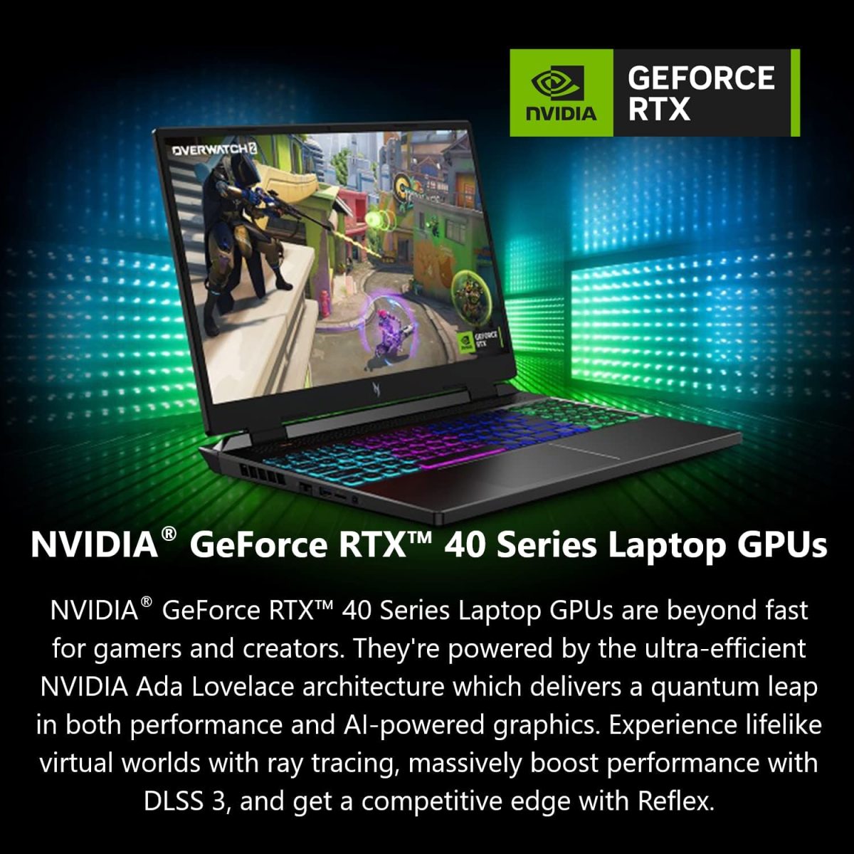 ⁦ايسر لابتوب العاب نيترو 16 بمعالج AMD رايزن 9 7940HS ثماني النواة وبطاقة رسومات انفيديا جيفورس RTX 4070 وشاشة 16 انش WQXGA 165Hz IPS و16GB DDR5 و1TB جيل 4 SSD وواي فاي 6E وكيبورد باضاءة خلفية RGB AN16⁩ - الصورة ⁦4⁩