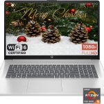HP 17.3" 1920 x 1080 (Full HD) Laptop, AMD Ryzen 5 7430U(6 core), AMD Radeon Graphics, 16GB DDR4 RAM, 512GB SSD, HDMI, Wi-Fi 6, Bluetooth, Windows 11 S, Natural Silver, EAT 64GB USB Flash Drive