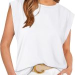 ويهول تي شيرت صيفي سادة باكمام قصيرة وقبة V للنساء