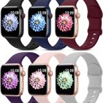 6 قطع من الاساور الرياضية متوافقة مع سوار ساعة ابل 38 ملم 40 ملم 41 ملم 42 ملم 44 ملم 45 ملم، اساور معصم من السيليكون الناعم المقاوم للماء متوافقة مع ساعة ابل اي ووتش سلسلة 7 6 5 4 3 2 1 اس اي للنساء