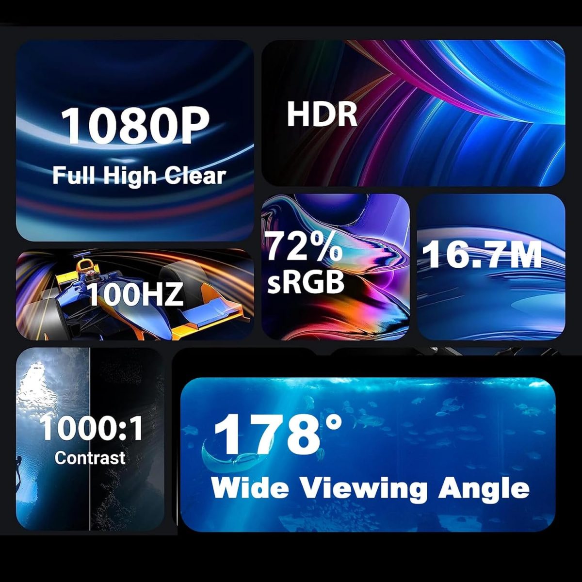⁦ايروفامي مكتب العاب كمبيوتر محمول 18.5 انش FHD 100Hz للابتوب وسيرفيس والكمبيوتر وبلاي ستيشن 4/5 مع حامل⁩ - الصورة ⁦2⁩