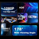 ⁦ايروفامي مكتب العاب كمبيوتر محمول 18.5 انش FHD 100Hz للابتوب وسيرفيس والكمبيوتر وبلاي ستيشن 4/5 مع حامل⁩ - الصورة ⁦2⁩
