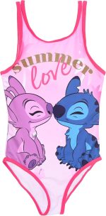 Disney Stitch Girls Swimming Costume Stitch and Angel One Piece Swimsuit Kids Swim Suit Sizes 6 to 12 Years