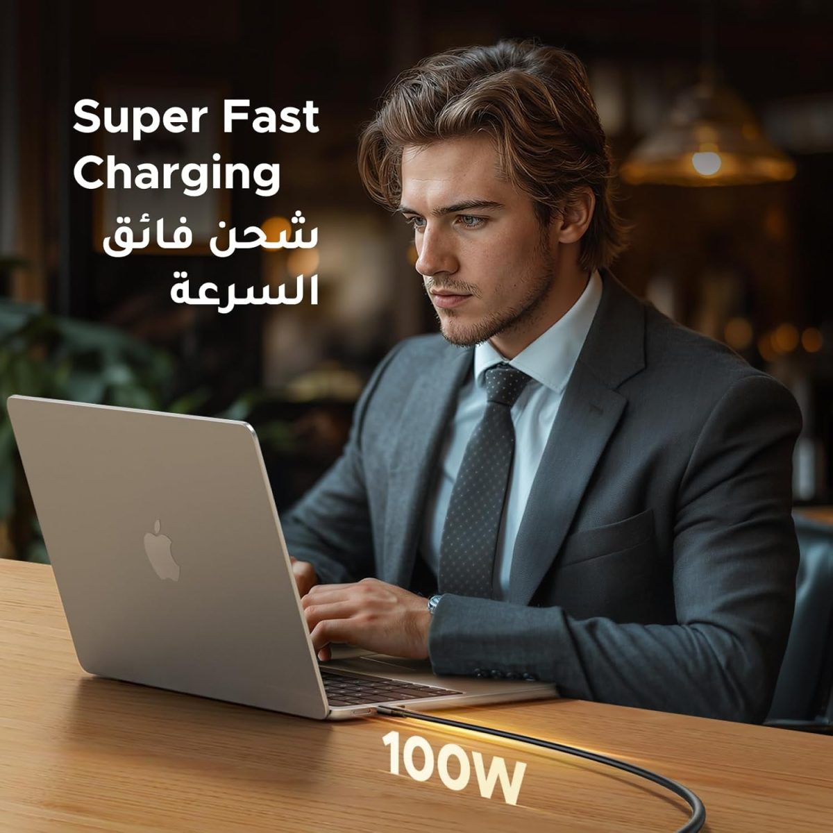 ⁦يوجرين كابل يو إس بي سي من 100 وات 3 متر، سلك شحن سريع PD، كبل شحن سريع من تايب سي لهاتف آيفون 16 برو ماكس، ماك بوك إير/برو، آيباد، سامسونج جالاكسي إس 24/23 ألترا، بيكسل، سويتش، شاحن يو إس بي⁩ - الصورة ⁦8⁩