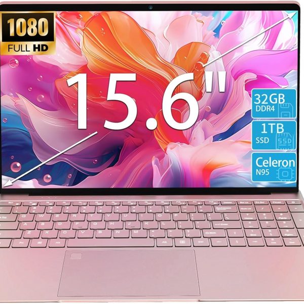 لابتوب العاب 15.6 انش FHD، معالج N95 رباعي النواة (حتى 3.4GHz)، ذاكرة RAM DDR4 32GB، ذاكرة مستديمة SSD 1TB، كيبورد باضاءة خلفية، فتح بصمة الاصبع، بطارية 8000mAh، لابتوب للعمل والترفيه