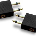 قطعتان من محولات سماعات الرأس الطائرة المطلية بالذهب - استخدم سماعات الرأس الخاصة مع أنظمة الترفيه أثناء الطيران - صوت رائع على جميع الطائرات - من قطعتين موبي لوك