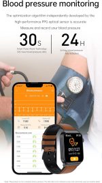 ⁦ساعة ذكية لقياس نسبة السكر في الدم من اومانا، ساعة رياضية رقمية لقياس ضغط الدم ودرجة حرارة الجسم، مقاومة للماء لتتبع اللياقة البدنية للرجال والنساء (اسود)⁩ - الصورة ⁦6⁩