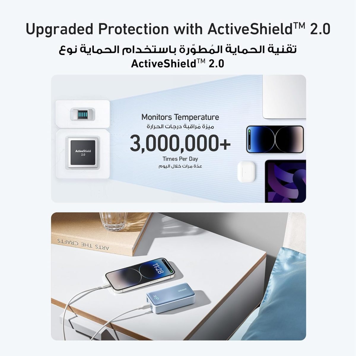 ⁦بطارية Anker، شاحن محمول Power IQ 3.0، مخرج PD 30W Max (PowerCore 30W)، حزمة 10,000 ميللي أمبير في الساعة، تتوافق مع iPhone 15/15 Plus/15 Pro/15 Pro Max وMacBook وDell وMicrosoft Surface والمزيد.⁩ - الصورة ⁦6⁩