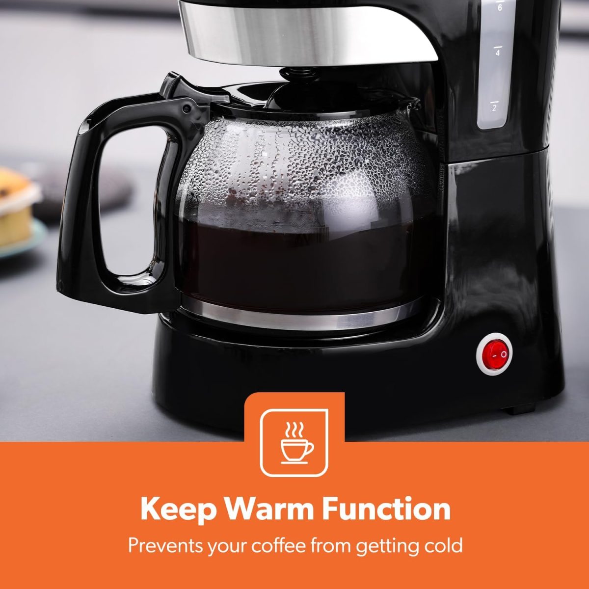 ⁦Geepas-Coffee Maker, 1.5L Filter Coffee Machine, GCM6103 | High Temperature Glass Carafe | Keep Warm & Anti-Drip Function | Reusable Filter | On/Off Switch with Indicator Light⁩ - الصورة ⁦4⁩