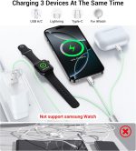 ⁦تيمدان شاحن ساعة ابل، كيبل USB C 3 في 2 لشاحن ايفون 16/نوع سي/لايتنينج، سلك كابل شحن متعدد، اساسيات السفر المحمولة مصمم لساعة اي ووتش الترا/اس اي/10-1 وايفون 16-12-4 قدم، اخضر⁩ - الصورة ⁦3⁩