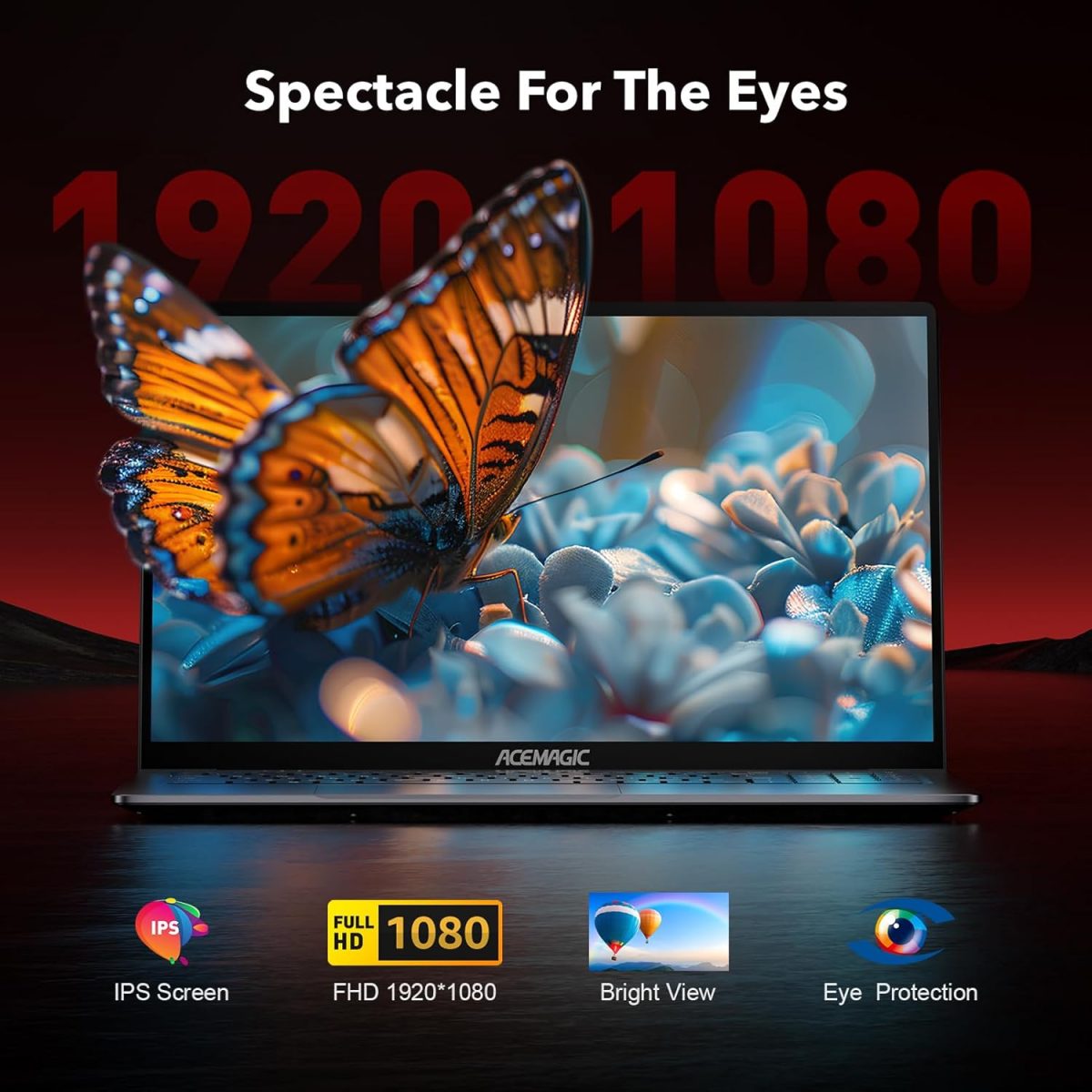 ⁦لابتوب العاب من ايس ماجيك مع حافظة معدنية واضاءة خلفية AMD رايزن 7 5700U (8C/16T حتى 4.3GHz) لنوت بوك الالعاب، 16.1 انش FHD، 16GB DDR4.512GB M.2 SSD، واي فاي 6، BT5.2، HDMI (رمادي)⁩ - الصورة ⁦8⁩