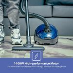 ⁦مكنسة كهربائية 1400 وات من جيباس | محرك قوي، مؤشر كامل للأتربة، سلك 3.2 متر، تصميم منخفض الضوضاء | تصميم خفيف الوزن وصغير | سعة 1.5 لتر⁩ - الصورة ⁦7⁩