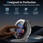 ⁦Haofun 2 Pieces Cover for Garmin Forerunner 570 47 mm/Forerunner 970 with 9H HD Ultra Tempered Glass Screen Protector, PC Protective Case, Full Protection – Black + Transparent⁩ - الصورة ⁦2⁩