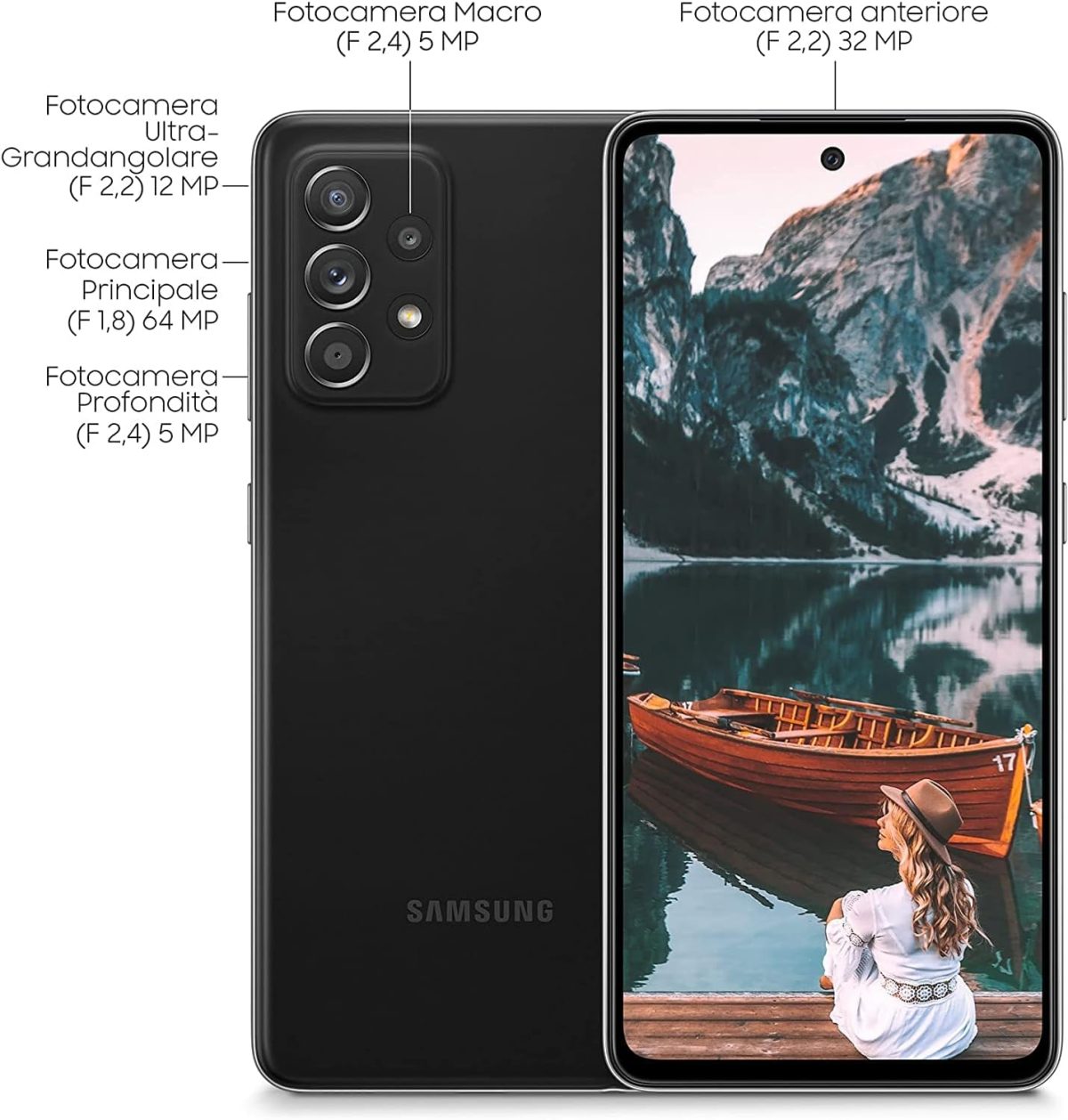 ⁦سامسونج هاتف ذكي جالكسي A52s شبكة الجيل الخامس 5G، شاشة انفينيتي-او FHD+ 6.5 انش، ذاكرة RAM 6GB وذاكرة داخلية قابلة للتوسيع 128GB، بطارية 4500mAh وشحن فائق السرعة، اسود⁩ - الصورة ⁦4⁩