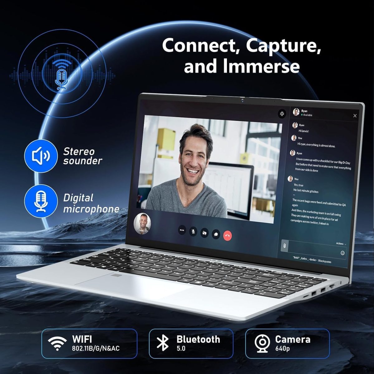 ⁦لابتوب العاب 2025 i7 1195G7 (بيت كور i7-1165G7/i7-1185G7)، لابتوب 15.6 انش، 32GB 1TB SSD، شاشة FHD 1920×1080، كيبورد باضاءة خلفية ببصمة الاصبع، كيبورد ار جيه 45 HDMI 180 فتحة زاوية⁩ - الصورة ⁦6⁩