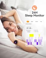 ⁦ساعة ذكية بتعقب نشاطات من ايه جي بي تيك، بتصنيف IP68 المقاوم للمياه والغبار مع شاشة لمس كاملة ملونة ومراقبة لضربات القلب وعداد خطى ومراقبة للنوم لهواتف Android وiOS بلون زهري، طراز LW11⁩ - الصورة ⁦7⁩