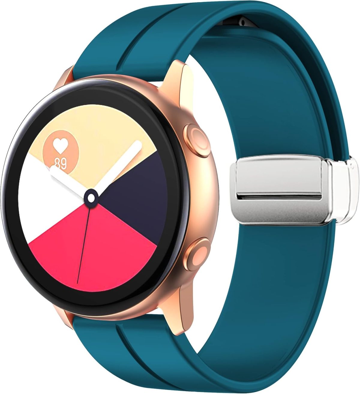 ⁦LEIXIUER 2 Pack 20mm Magnetic Strap for Samsung Galaxy Watch 6 40mm 44mm 43mm 47mm/5 Pro Band 45mm/Galaxy Watch 5 4 44mm 40mm/4 Classic 42mm 46mm Sport Silicone Strap with Magnetic Folding Buckle⁩ - الصورة ⁦2⁩