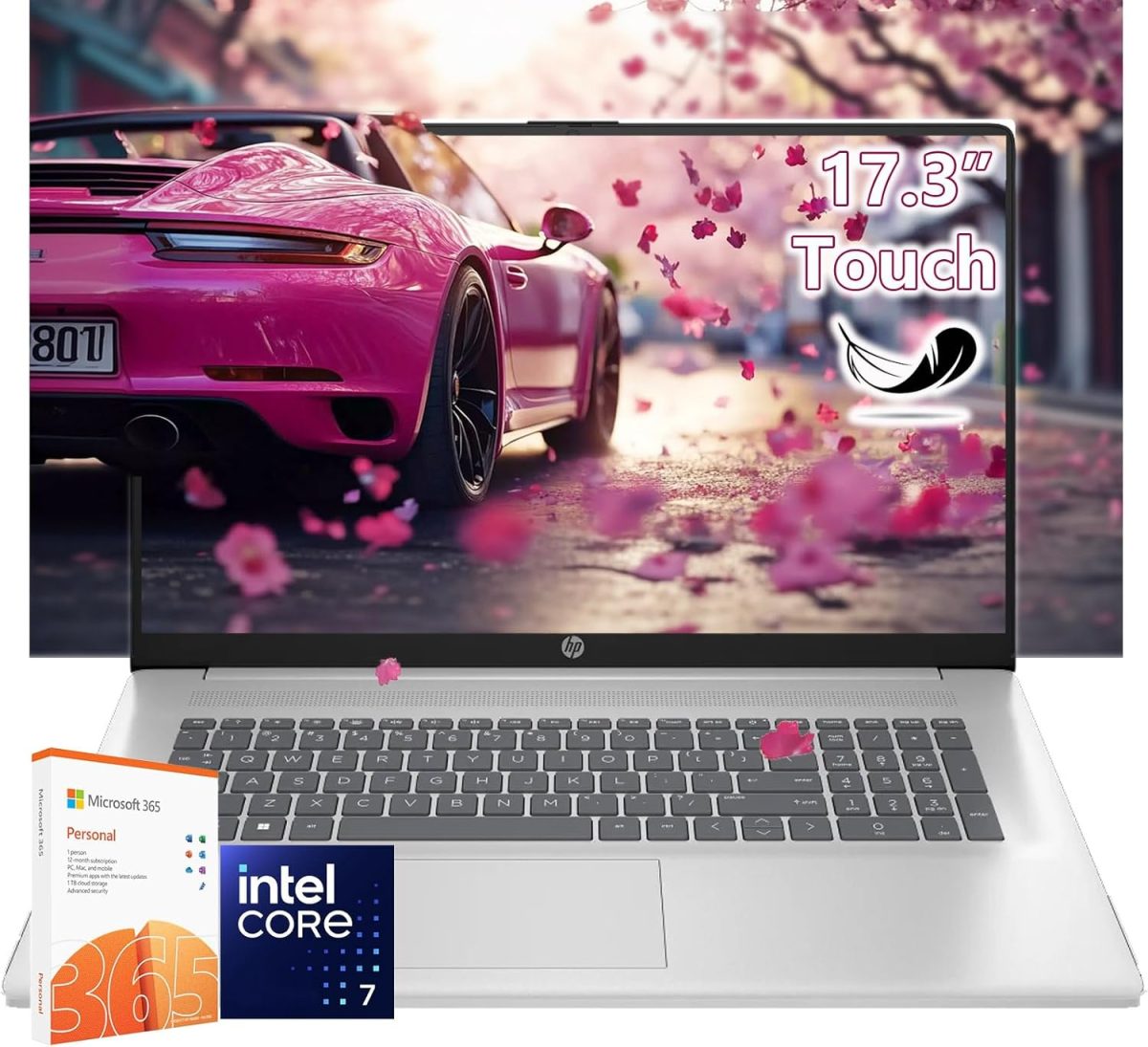 HP لابتوب بشاشة لمس 17 انش بالذكاء الاصطناعي بمعالج انتل i7-150U 10 كور بيت i7-1355U وكيبورد باضاءة خلفية وويندوز 11 واوفيس 365 لمدة عام وكلية العمل (64GB RAM و2TB PCIe SSD)