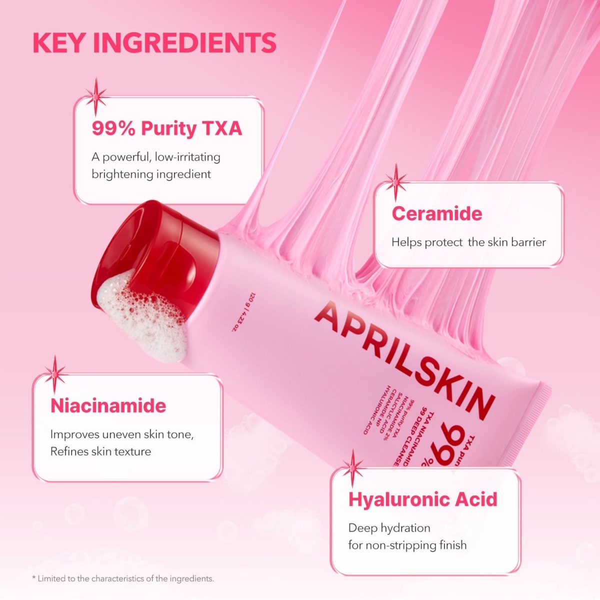 ⁦ابريل سكين منظف عميق نياسيناميد 99 للعناية بالمسام من تي اكس ايه | 99% عالي النقاء TXA+Niacinamide | منظف الكل في واحد: تنظيف عميق والعناية بالرؤوس السوداء والعناية بالمسام والترطيب | 4.23 اونصة سائلة⁩ - الصورة ⁦4⁩
