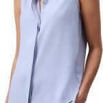 كالفن كلاين بلوزة كريب بدون اكمام بازرار سفلية للنساء