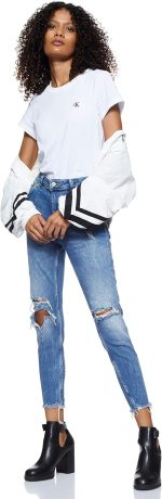 ⁦Calvin Klein Women's CK EMBROIDERY SLIM TEE S/S Knit Top⁩ - الصورة ⁦6⁩