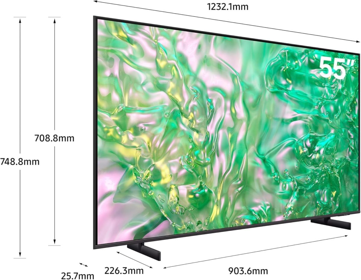 ⁦سامسونج تلفزيون كريستال UHD مقاس 55 بوصة، DU8100، دقة 4K، لون كريستال ديناميكي، ترقية 4K، تلفزيون سامسونج بلس، تصميم اير سليم، تلفزيون تايزن الذكي، UA55DU8100UXZN (2024 - نسخة الامارات العربية المتحدة⁩ - الصورة ⁦2⁩