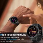 ⁦Haofun 2 Pieces Cover for Garmin Forerunner 570 47 mm/Forerunner 970 with 9H HD Ultra Tempered Glass Screen Protector, PC Protective Case, Full Protection – Black + Transparent⁩ - الصورة ⁦7⁩
