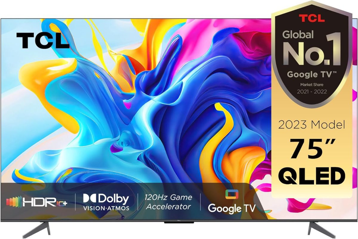 TCL تلفزيون ذكي 75 بوصة 4K QLED HDR 10+ دولبي فيجن اتموس جيم ماستر نطاق الوان واسع، تقنية كوانتوم دوت 75C645 - ضمان لمدة عام (موديل 2023)