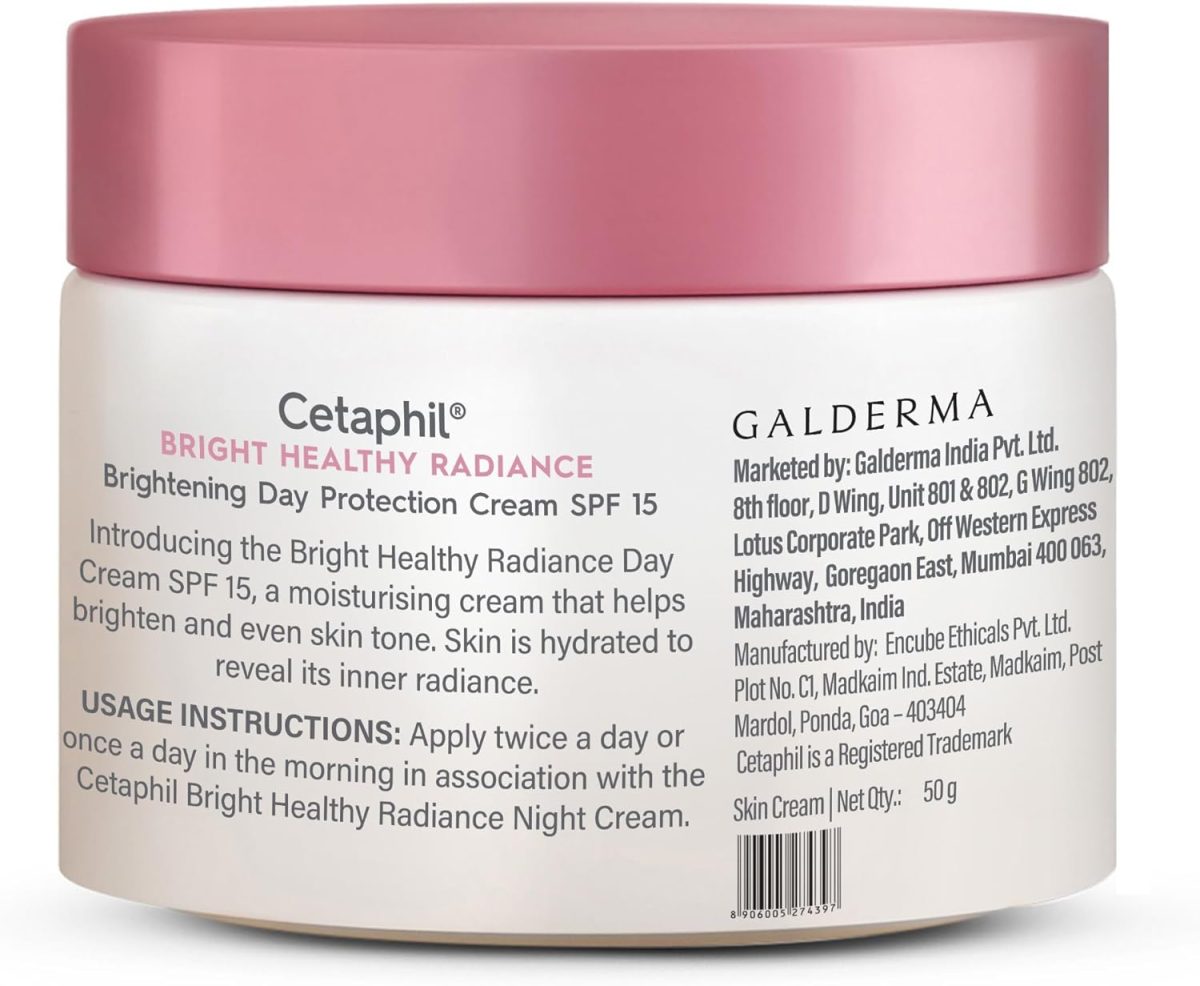 ⁦Cetaphil Brightening Day Protection Cream SPF 15-50 g| Day Cream for Dark Spots, Uneven Skin Tone| Niacinamide, Sea Daffodil| Fragrance-Free|⁩ - الصورة ⁦2⁩