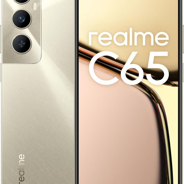 ريلمي هاتف ذكي c65 6+128 GB، كاميرا 50MP بالذكاء الاصطناعي، شاشة 6.67 انش مريحة للعين مع معدل تحديث 90Hz، شحن سريع 45 واط، بطارية ضخمة 5000mAh، يدعم ان اف سي، ذهبي ستارلايت