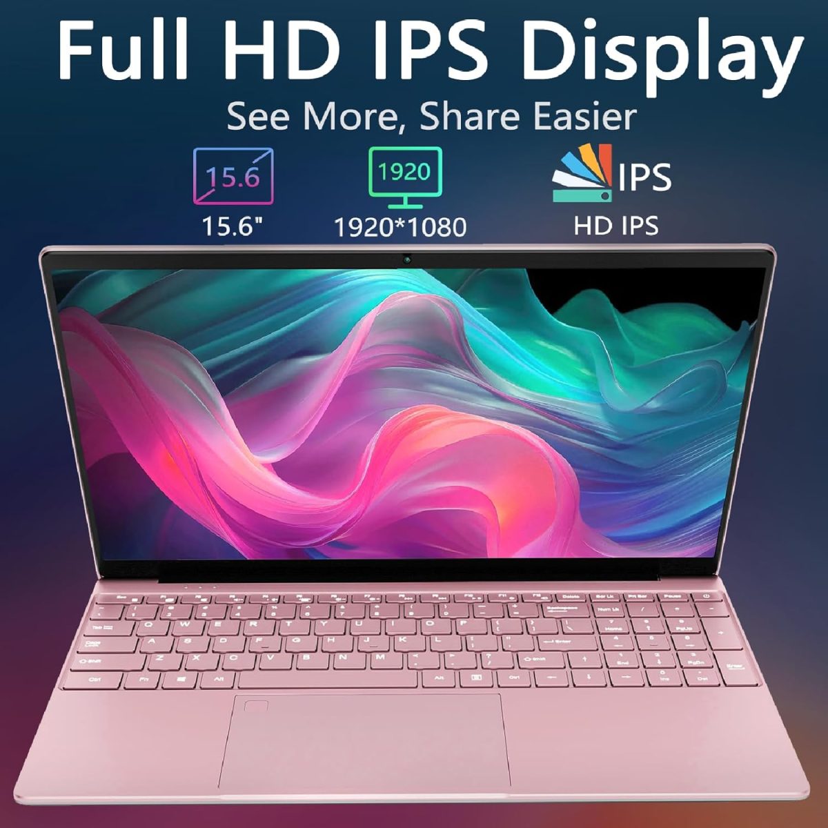 ⁦لابتوب العاب 15.6 انش FHD، معالج N95 رباعي النواة (حتى 3.4GHz)، ذاكرة RAM DDR4 32GB، ذاكرة مستديمة SSD 1TB، كيبورد باضاءة خلفية، فتح بصمة الاصبع، بطارية 8000mAh، لابتوب للعمل والترفيه⁩ - الصورة ⁦2⁩