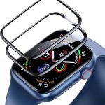 دوكس دوكيز شاشة حماية من سلسلة [بي ام ام ايه] مصممة لساعة ابل سلسلة 4/5/6/اس اي (40 ملم)، طبقة شفافة ثلاثية الابعاد بحافة منحنية - اسود (عبوة من قطعتين)