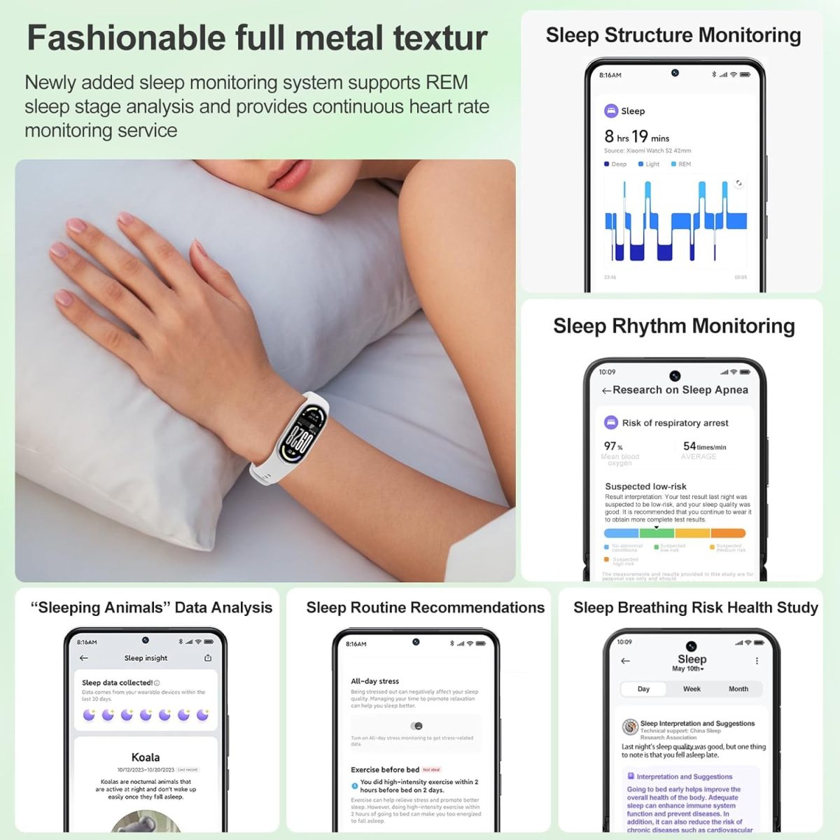 ⁦Xiaomi Smart Band 10-1.72 AMOLED Display with 1500 Nits, Sleep and Heart Rate Monitor, 5ATM Waterproof, 21 Days Battery Life, 60 Hz Refresh Frequency, 150+ Modes⁩ - الصورة ⁦6⁩