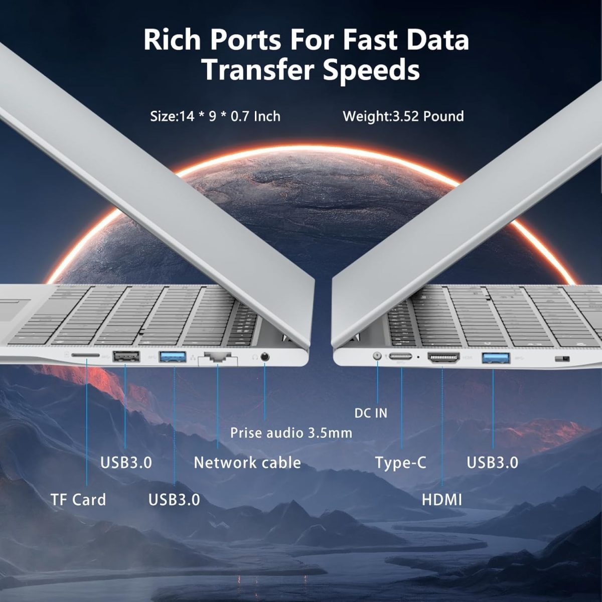 ⁦لابتوب العاب 2025 i7 1195G7 (بيت كور i7-1165G7/i7-1185G7)، لابتوب 15.6 انش، 32GB 1TB SSD، شاشة FHD 1920×1080، كيبورد باضاءة خلفية ببصمة الاصبع، كيبورد ار جيه 45 HDMI 180 فتحة زاوية⁩ - الصورة ⁦7⁩