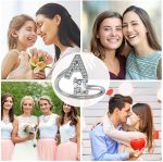 ⁦Haoze Initial Letter Ring for Women Silver Stackable Alphabet Rings with Initial Adjustable Crystal Inlaid Initial Rings Bridesmaid Gift⁩ - الصورة ⁦6⁩