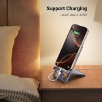 ⁦يوجرين حامل موبايل محمول قابل للتعديل للمكتب، قابل للطي والتعديل، زاوية عرض ثابتة، مصنوع من خليط معدني مناسب لجميع الموبايلات ايفون 16 برو ماكس اس 25 الترا⁩ - الصورة ⁦6⁩