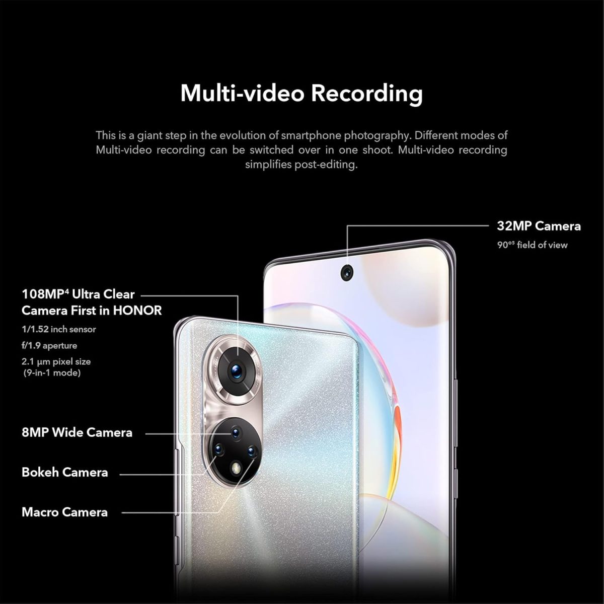 ⁦اونر جوال 50 5G بشريحة اتصال غير مقفلة 8+256GB مع كاميرا 108MP وشاشة OLED منحنية 120Hz 6.57 انش ومعالج سناب دراجون 778 وبطارية 4300mAh ونظام اندرويد 11 (ضمان لمدة عامين)⁩ - الصورة ⁦5⁩