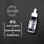 ⁦جارنيير سيروم فحم النياسيناميد 4% AHA + BHA (حمض الساليسيليك) من سكين اكتيف، يعمل على تجديد السطح وملمس البشرة الناعم، يحسن مظهر العلامات والعيوب، مناسب للبشرة الحساسة، 30 مل⁩ - الصورة ⁦3⁩
