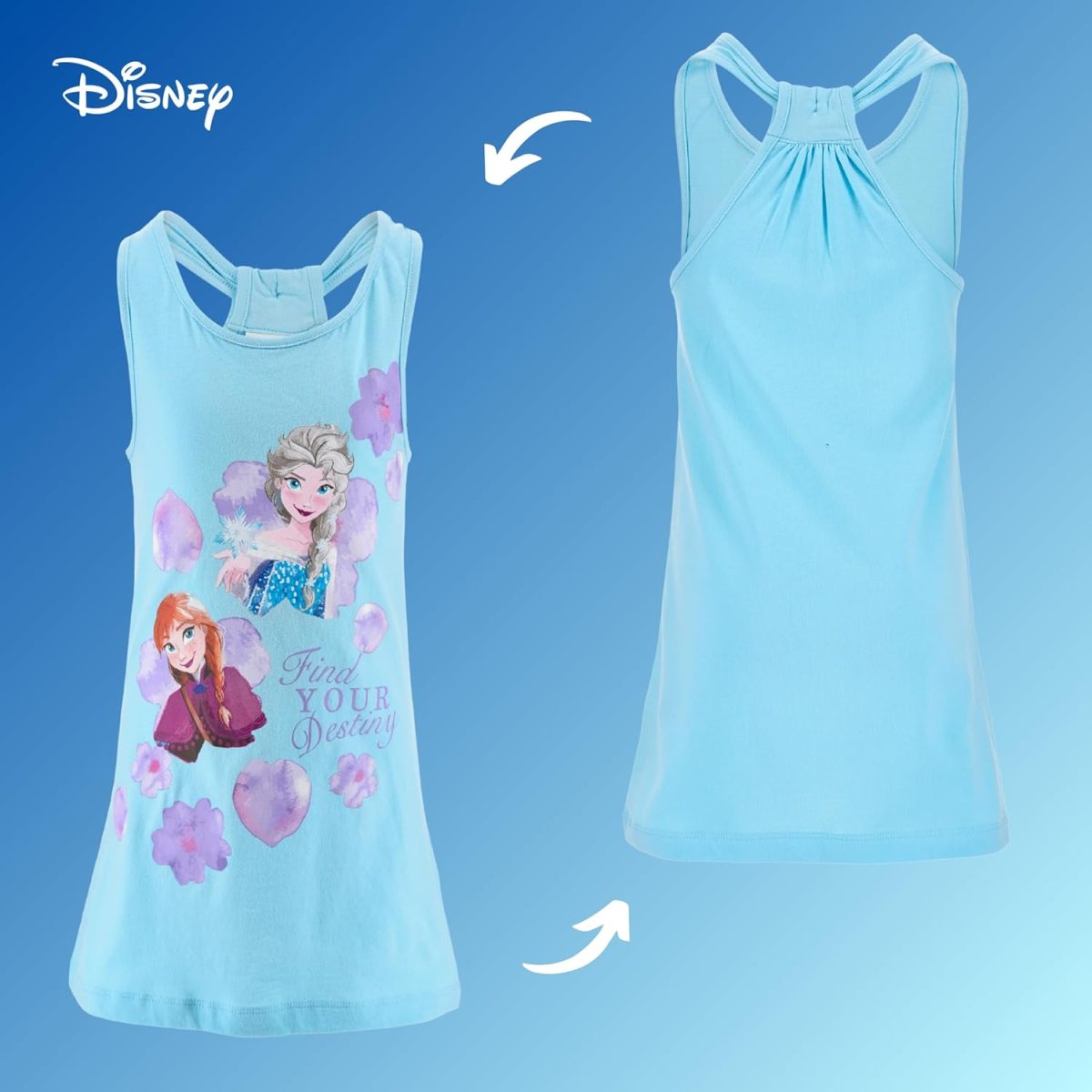 ⁦Disney Frozen Girls' Short Sleeve Dress Made of Soft Cotton with Elsa and Anna Motif, Sizes 4 to 8 Years⁩ - الصورة ⁦7⁩