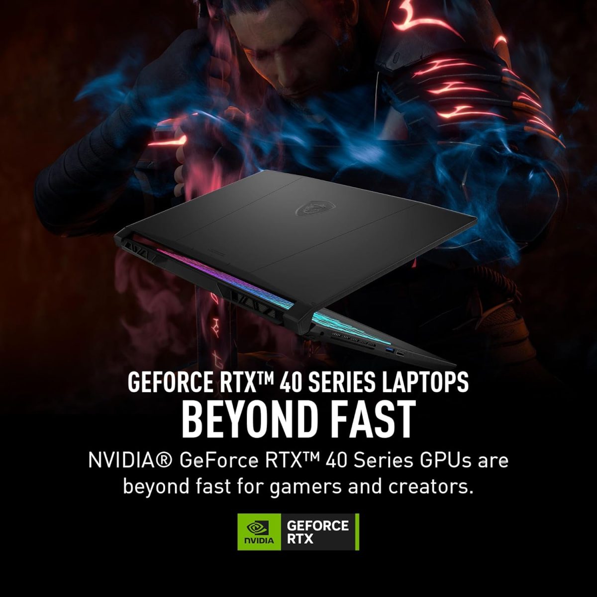 ⁦MSI لابتوب العاب كاتانا A15 AI 15.6 انش 165Hz QHD للالعاب، رايزن 9-8945HS، انفيديا جيفورس RTX 4070، 32GB DDR5، 1TB NVMe SSD، كولر بوست 5، ويندوز 11: اسود B8VG-450US⁩ - الصورة ⁦4⁩